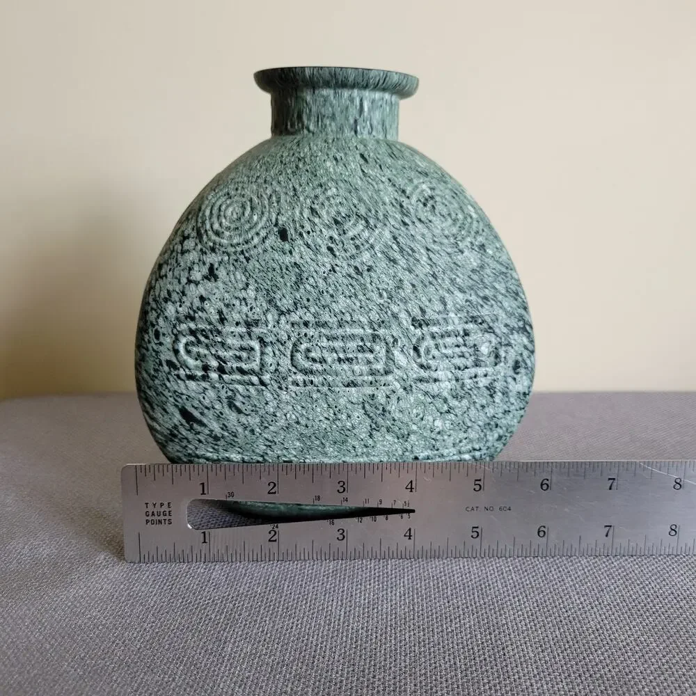 Unique Textured Decorative Art Glass Vase Triangle Textured Medium Over Glass
